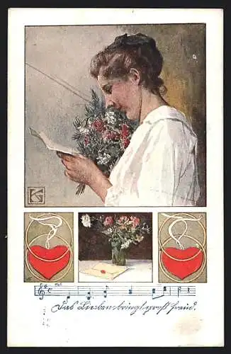 Künstler-AK Karl Friedrich Gsur: Deutscher Schulverein Nr. 1233: Ein Liebesbrief