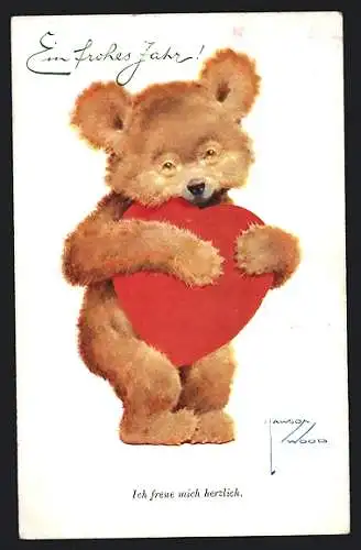 Künstler-AK Lawson Wood: Teddybär freut sich herzlich
