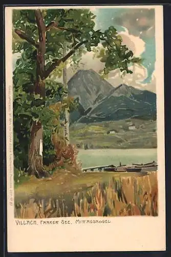 Lithographie Villach, Faaker See, Mittagskogel