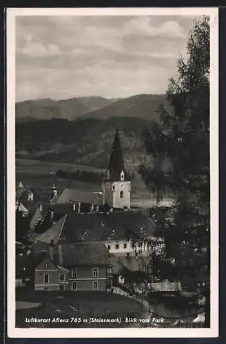 AK Aflenz, Teilansicht mit Kirche vom Park aus gesehen