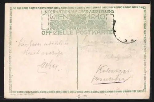 Künstler-AK Wien, I. Intern. Jagd-Ausstellung 1910, Italienischer Pavillon