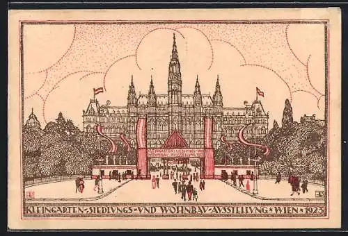 Künstler-AK Wien, Kleingartensiedlung- und Wohnbau-Ausstellung 1923, Eingang