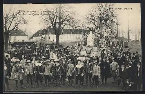 AK Chalon-sur-Saone, Carnaval 1912, Le Char des Reines et son Escorte