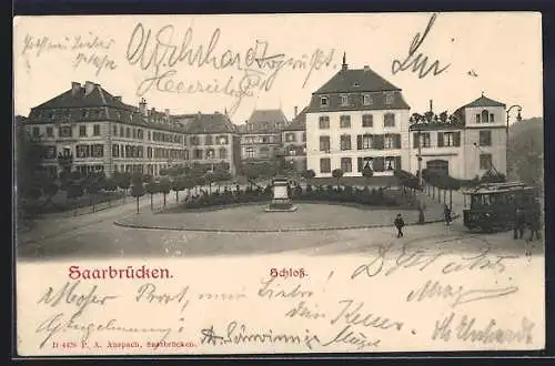 AK Saarbrücken, Strassenbahn am Schloss