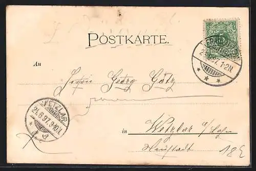 AK Saarlouis, Marktplatz mit Amtsgericht und Post aus der Vogelschau