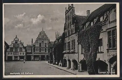 AK Lemgo in Lippe, Marktplatz mit Rathaus