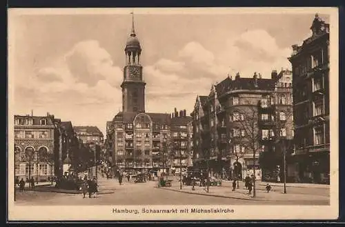 AK Hamburg-Neustadt, Schaarmarkt mit Michaeliskirche