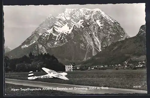 AK Aigen im Ennstale, Alpen-Segelflugschule mit Grimming