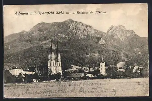 AK Admont, Ansicht mit Sparafeld und Reichenstein