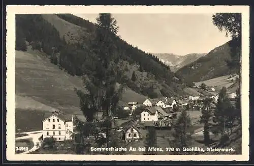 AK Au bei Aflenz, Ortsansicht mit Bergpanorama