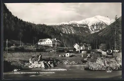 AK Gstatterboden, Hotel Gstatterboden mit Tamischbachturm