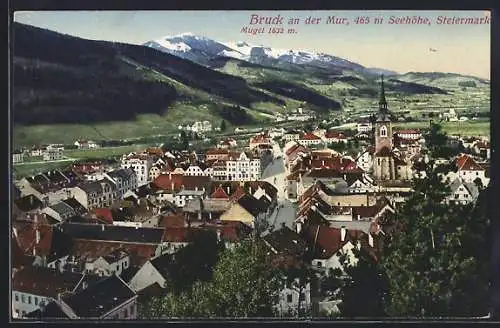 AK Bruck an der Mur /Steiermark, Teilansicht mit Kirche