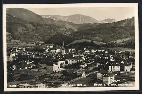 AK Bruck a. Mur, Totalansicht mit Hochlantsch