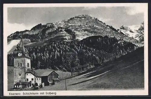 AK Eisenerz, Schichtturm mit Erzberg