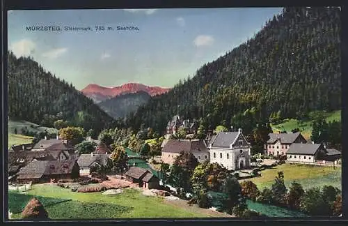 AK Mürzsteg /Steiermark, Ortsansicht im Bergidyll