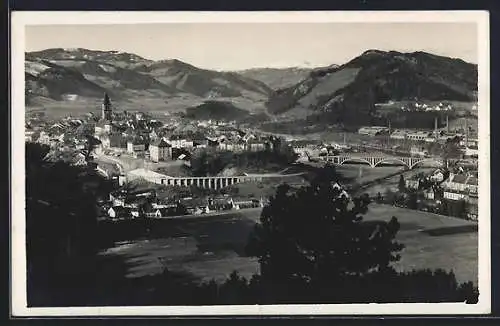 AK Judenburg, Ortsansicht mit neuer Brücke und Strasse