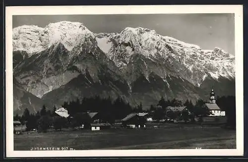 AK Judenstein, Ortsansicht gegen die Berge