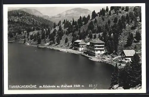 AK Turracherhöhe, Alpengasthof Seewirt v. Hans Brandstätter, Ortsansicht mit Kilnbrein und Reisseck