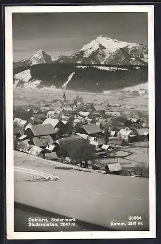 AK Oeblarn, Ortsansicht im Schnee, Stoderzinken, Kamm