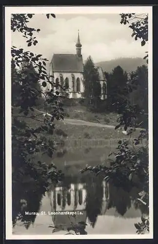 AK Murau, Uferpartie bei der St. Leonhardkapelle