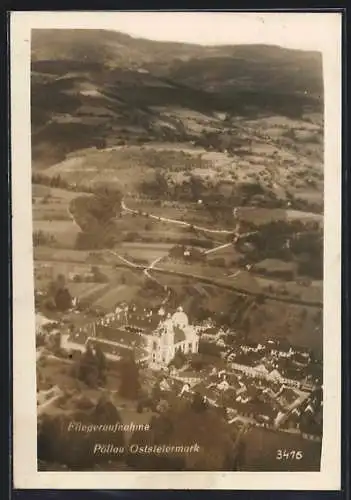 AK Pöllau /Oststeiermark, Ortsansicht aus der Vogelschau