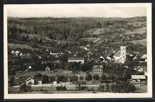 AK Markt Waltersdorf /Oststeiermark, Ansicht mit Bahnhof