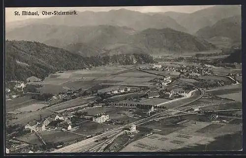 AK St. Michael /Obersteiermark, Ortschaft von oben