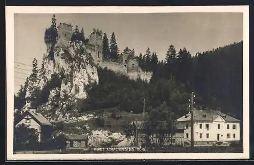 AK Thörl, Ortsansicht unterhalb der Ruine Schachenstein