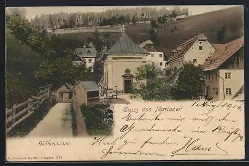 AK Mariazell, Heiligenbrunn mit Kirche