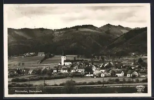 AK Mürzhofen, Ortsansicht mit der Filialkirche hl. Johannes der Täufer