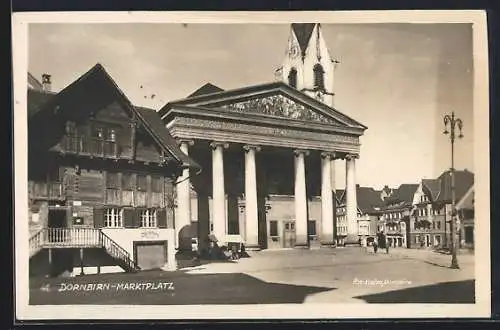 AK Dornbirn, Marktplatz mit Kirchturm