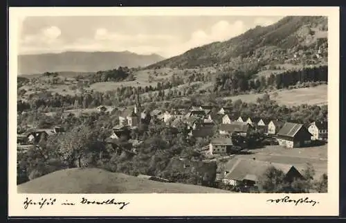 AK Schnifis in Vorarlberg, Ortsansicht aus der Vogelschau