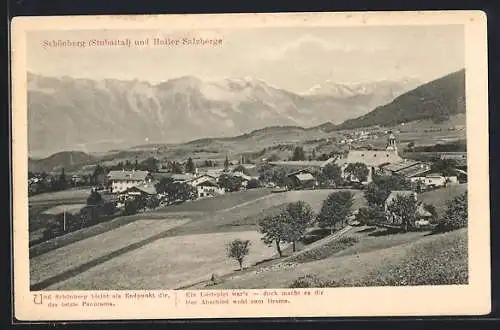 AK Schönberg /Stubaital, Ortsansicht und Haller Salzberge