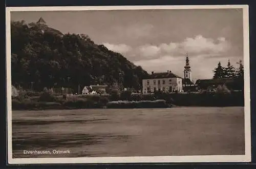 AK Ehrenhausen /Ostmarkt, Ortsansicht vom Wasser aus