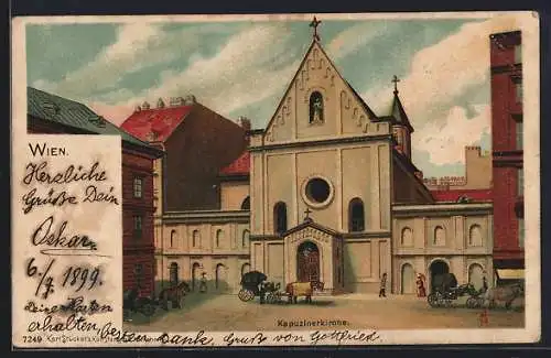 Lithographie Wien, Teilansicht mit Kapuzinerkirche