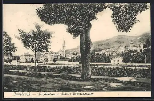 AK Innsbruck, St. Nicolaus und Schloss Büchsenhausen