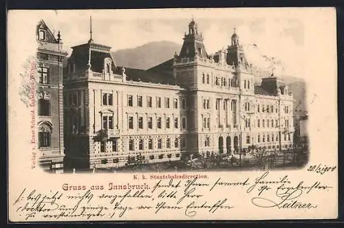 AK Innsbruck, Staatsbahndirektion um 1900