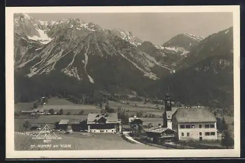 AK St. Rupert am Kulm, Ortsansicht mit Blick ins Gebirge
