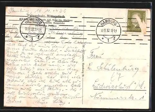 AK Hamburg-Neustadt, Gasthaus Fahrenholz Mittagstisch, Innenansicht, Königstrasse 6-8, Ecke Gr. Bleichen