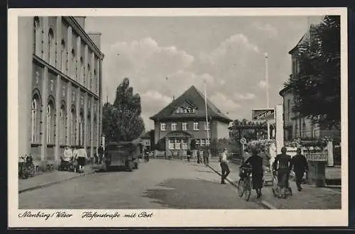 AK Nienburg /Weser, Hafenstrasse mit Post