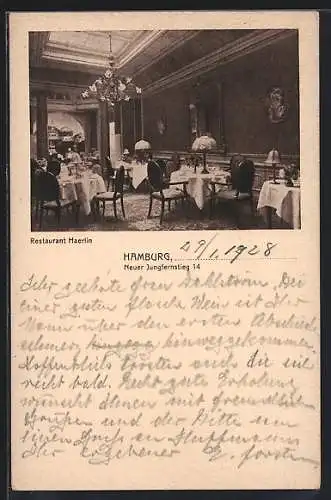 AK Hamburg-Neustadt, Restaurant Haerlin, Neuer Jungfernstieg 14