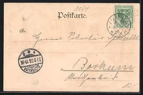 Lithographie Bad Eilsen, Kurhaus und Ida-Turm