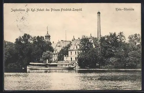 AK Klein-Glienicke, Jagdschloss des Prinzen Friedrich Leopold vom Wasser aus