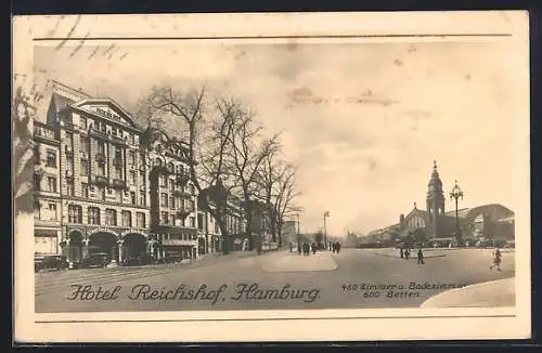 AK Hamburg-St.Georg, Hotel Reichshof, Platz vor dem Hotel