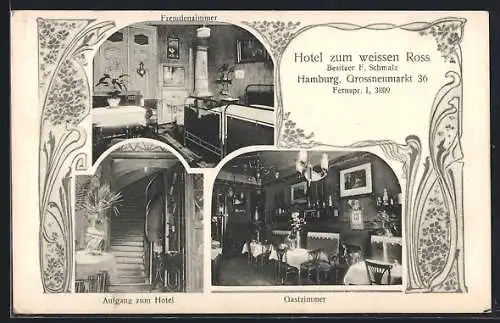 AK Hamburg-Neustadt, Hotel zum weissen Ross, Grossneumarkt 36, Bes. F. Schmalz