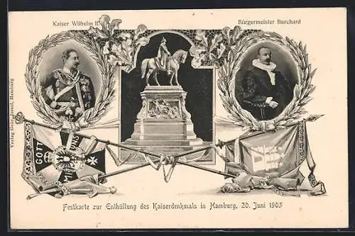 AK Hamburg, Festkarte zur Enthüllung des Kaiserdenkmals 1903