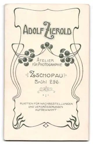 Fotografie Adolf Zierold, Zschopau i. S., Brühl 296, Porträt einer jungen Frau