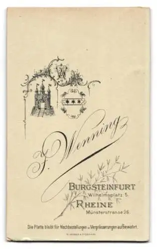 Fotografie H. Wenning, Burgsteinfurt, Wilhelmplatz 5, Porträt einer Dame