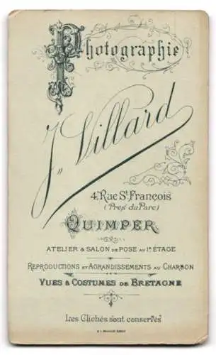 Fotografie J. Villard, Quimper, Rue St. Francois 4, Porträt eines eleganten Herrn