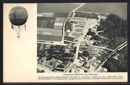 AK Weende, Totalansicht des Klostergut vom Fesselballon Segler aus, Fliegeraufnahme